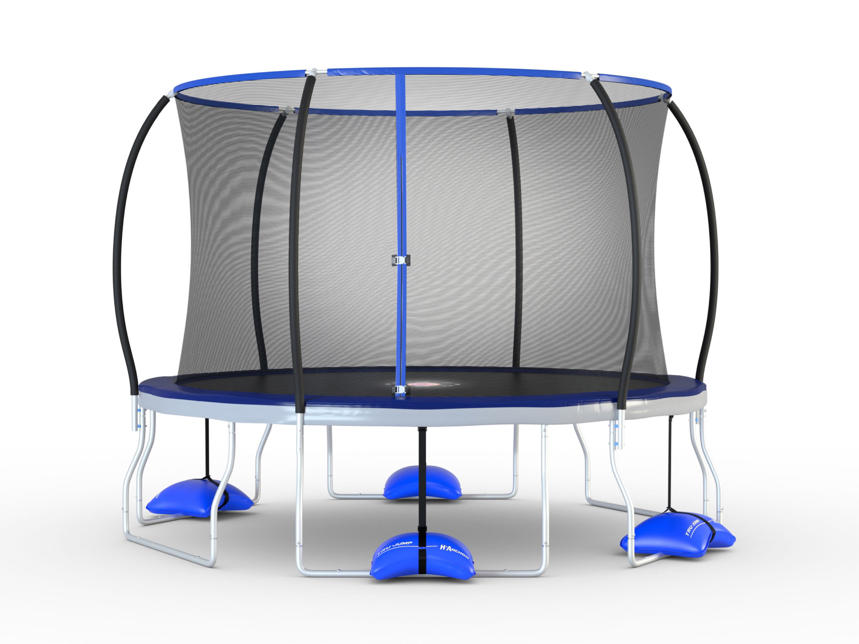 Trujump 12-Foot Trampoline, with Enclosure and Spin-N-Light, Blue ...