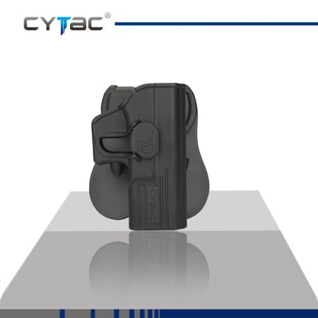 CYTAC GLOCK Paddle Holster with Trigger Release 360 degree Adjustable Cant, Polymer Holster Injection Molded for GLOCK 19 23 32 OWB Carry, RH | 7 attachment (Best Trigger Connector For Glock)