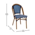 thumbnail image 6 of BizChair Indoor/Outdoor Commercial Bistro 31.5" Table, Navy and White PE Rattan, Glass Top with 4 Stack Chairs - Natural Frame, 6 of 10
