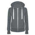thumbnail image 3 of Ecqkame Womens Slim Fit Lightweight Zip Up Hoodie Fashion Women Casual Hooded Slim Zipper Fleece Sweater Coat Dark Gray B S, 3 of 3
