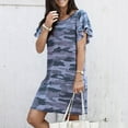 thumbnail image 5 of Abcnature Summer Dresses for Women 2022, Women's Beach Casual Dresses, Fashion Summer Round Neck Casual Short Sleeve Camouflage Printing Dress, Plus Size Holiday Dresses Mini Sundresses Blue L, 5 of 5