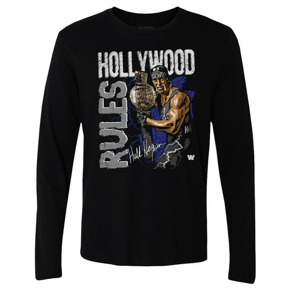 Men's 500 Level Black Hulk Hogan Hollywood Rules Long Sleeve T-Shirt
