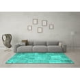 thumbnail image 3 of Ahgly Company Indoor Square Patchwork Turquoise Blue Transitional Area Rugs, 7' Square, 3 of 4