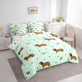 thumbnail image 2 of Homewish Dachshund Bow 7-Piece Twin Bedding,Cute Animal Bedding Comforter Set,Green White Stripes Decor,Polkadot Reversible, 2 of 8