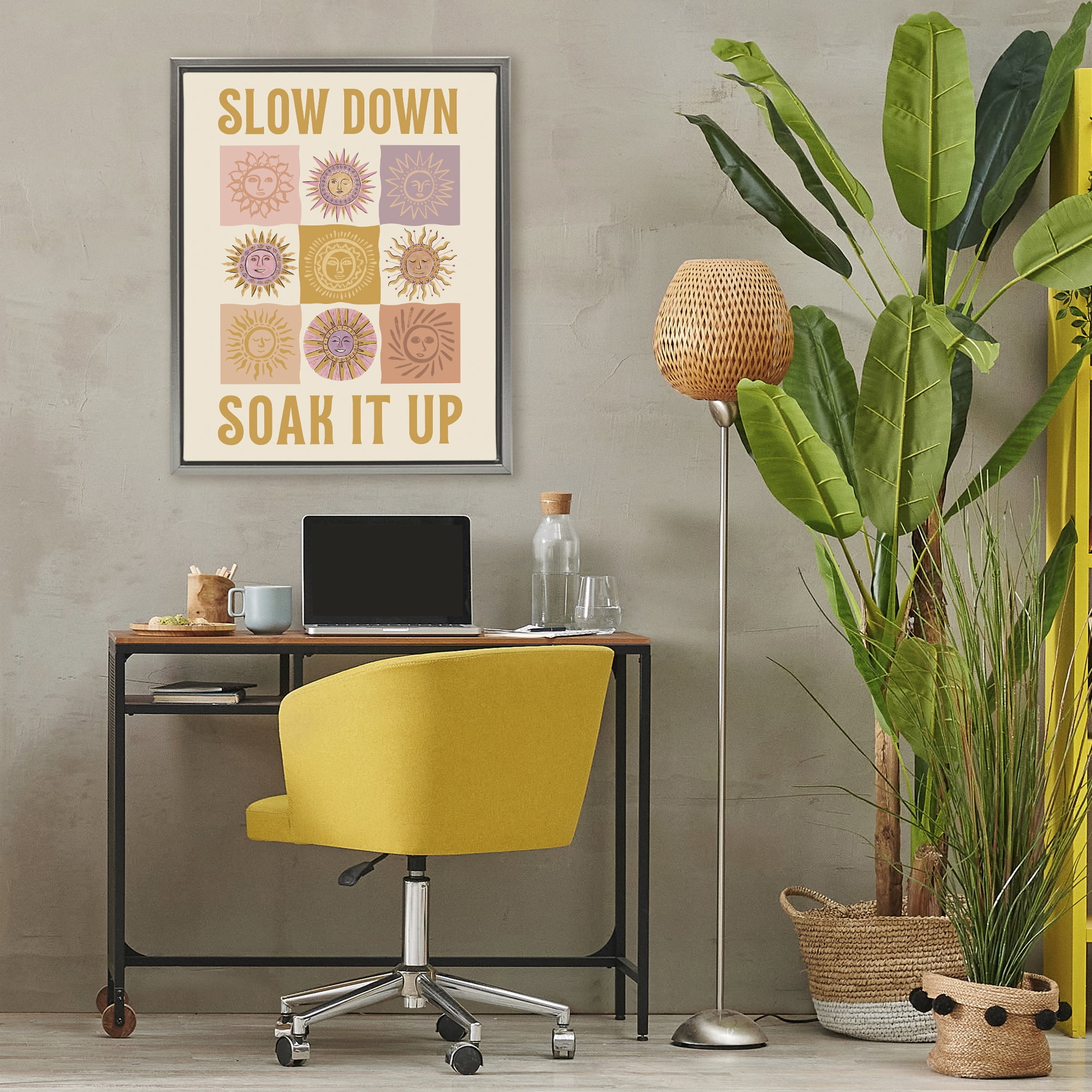 Stupell Industries Slow Down Soak It Up Gray Framed Floater Canvas Wall Art, design by Two If By Sea Studios