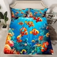 thumbnail image 2 of Erosebridal Gold Fish Sheet Set Twin, Underwater World Bedding Sets Twin Size, Ocean Animals Reversible Twin Sheet Sets, Breathable Bedroom Decor, 3-Piece, 2 of 7