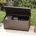thumbnail image 2 of Dextrus 260-Gallon Wicker Deck Box with Waterproof Liner Bag, Rattan Storage Bin, Large Deck Box, Stylish Outdoor Storage Box - Brown, 2 of 10
