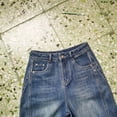 thumbnail image 3 of Pantalones de Mezclilla Azul Oscuro de Pierna Ancha, Pantalones Largos Casuales para Mujer, Pantalones de Mezclilla de Pierna Recta, 3 of 10
