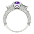 thumbnail image 4 of 2.33 ctw 3 Stone Anniversary Ring for Women | Round Cut Natural Amethyst | Hyperallergenic Solid 14K White Gold, 4 of 5