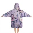 thumbnail image 2 of Purple Butterfly Flower Pattern Blanket Hoodies for Kids 6-13YR Oversize Wearable Blanket Hoodies for Boys Girls Teens, 2 of 7