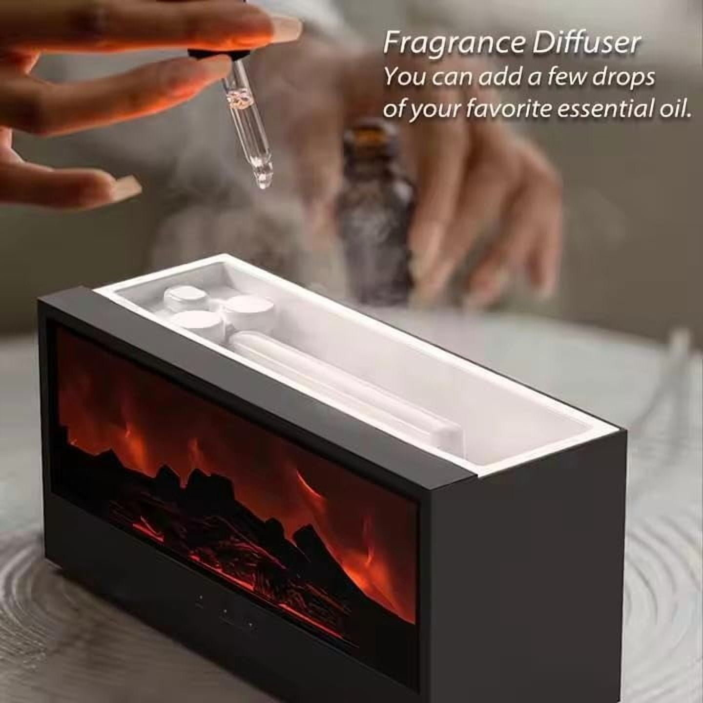 Fireplace Flame Air Diffuser Humidifier,7 Colors Aromatherapy Essential Oil Diffuser,150ml Ultrasonic Cool Mist Humidifier with Remote,3 Gears Timer Shutdown for Home, Bedroom, Office,Yoga (Black)
