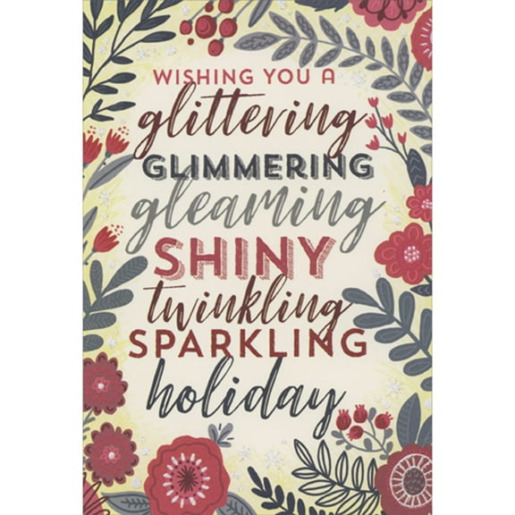 Designer Greetings Glittering, Glimmering, Gleaming, Shiny, Twinkling, Sparkling Holiday Package of 8 Christmas Cards
