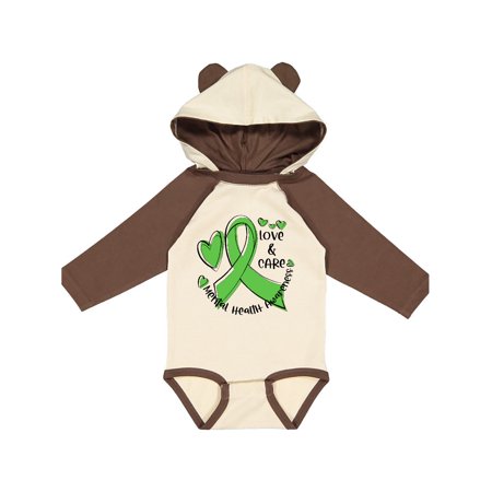 

Inktastic Love and Care Mental Health Awareness Green Ribbon Gift Baby Boy or Baby Girl Long Sleeve Bodysuit