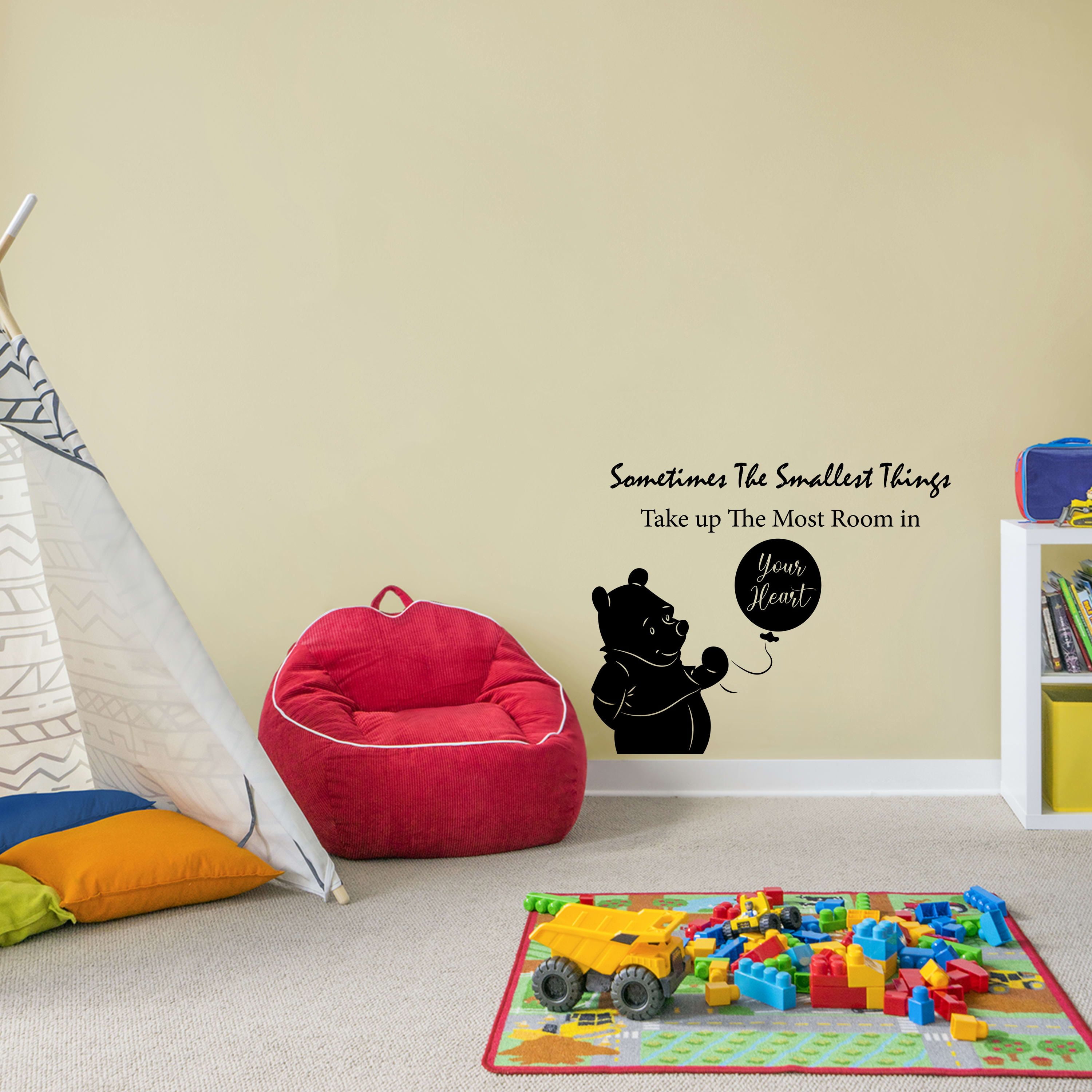 Room In Your Heart Winnie the Pooh Balloon Quote Positive Life Inspiration Quotes Saying Wall Art Sticker Designs Vinyl Stickers For Home House Walls Rooms Windows Bedroom Decoration Size (35x40 inch)