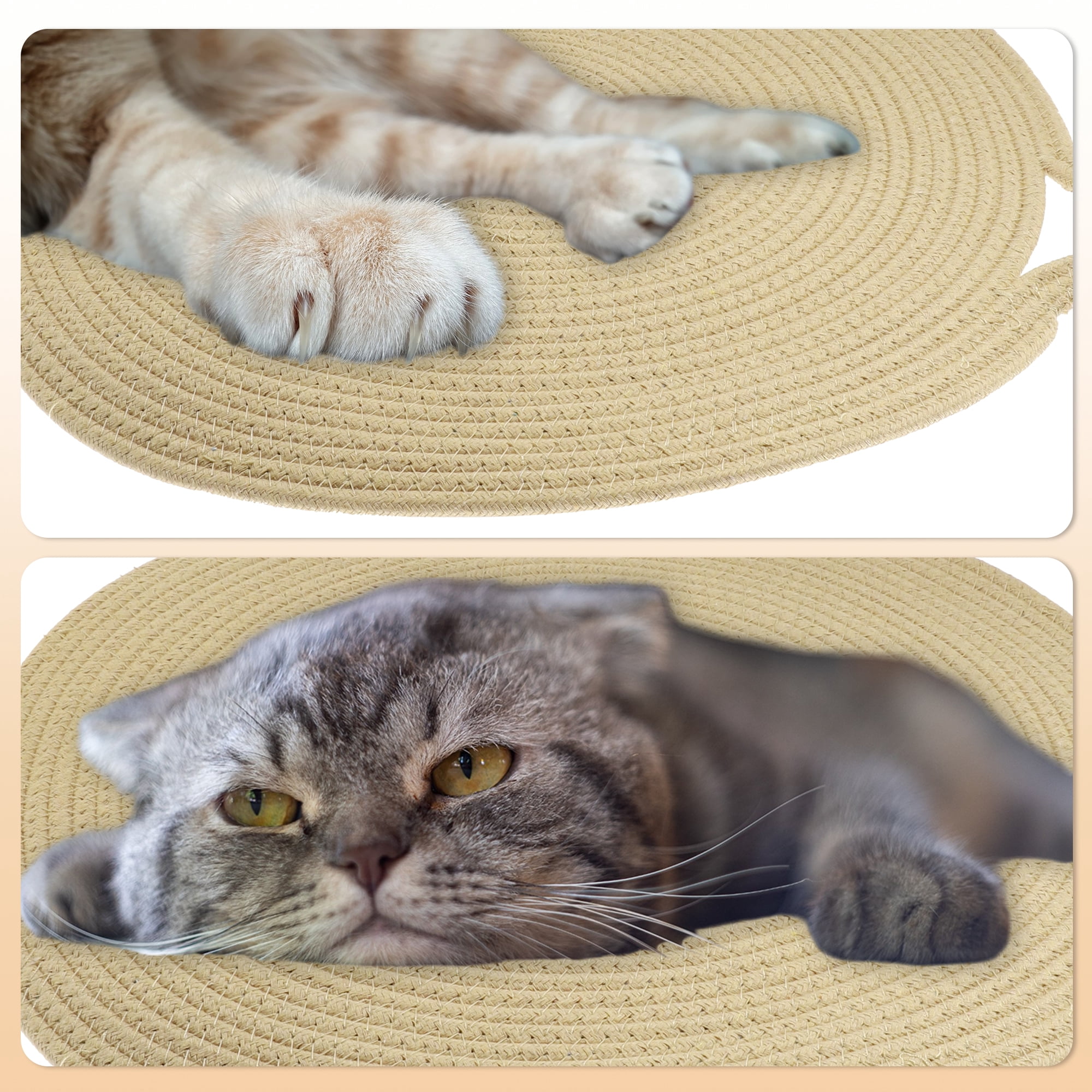 Unique Bargains Cotton Rope Cat Scratcher Mat  Floor Protector Beige 16.54"