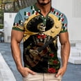 thumbnail image 2 of Mens Polo Graphic De Mexican Theme Printed Plus Size Mens Clothing,Black,2XL, 2 of 4