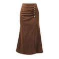 thumbnail image 6 of QHFBli Long Suede Leather Skirt for Women Ruffle Asymmetrical Western Boho Country Cowgirl Skirts, 6 of 7