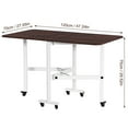 thumbnail image 6 of mwptoo Folding Dining Table, Drop Leaf Dining Table, Foldable Expandable Table, Solid Wooden Foldable Kitchen Table with 6 Wheels (Brown), 6 of 7