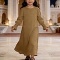 thumbnail image 2 of RUTAYY Children Girls Dress Floral Lace Hem Round Neck Long Sleeve Solid Color Party Gown Celebration Vibrant Holiday Dresses, 2 of 4