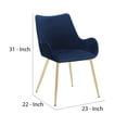 thumbnail image 5 of 22 Inch Fabric Upholstered Dining Side Chair, Sloped Arms, Metal Legs, Blue - Saltoro Sherpi, 5 of 6