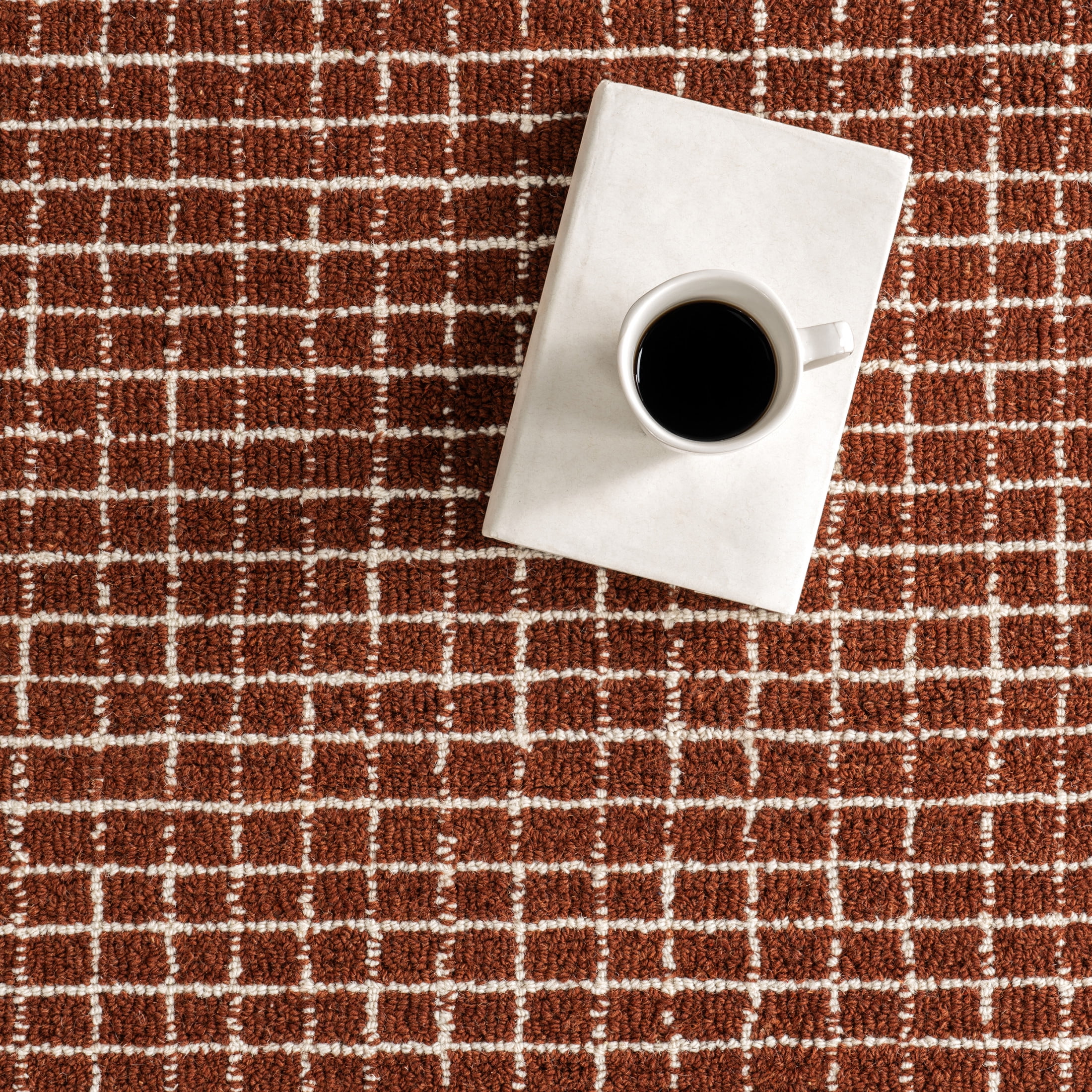 Rugs USA Melrose Checked Wool Area Rug, 7' 6" x 9' 6", Melrose Chestnut