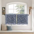 thumbnail image 2 of Navy Blue Floral Boho Tier Curtains 36 Inch Length, Ethnic Tribe Abstract Flower Cafe Short Curtains for Bathroom Over Sink, Small Kitchen Curtain Light Filtering Tiered Drapes 2 Panels 27.5"Wx36"L, 2 of 8