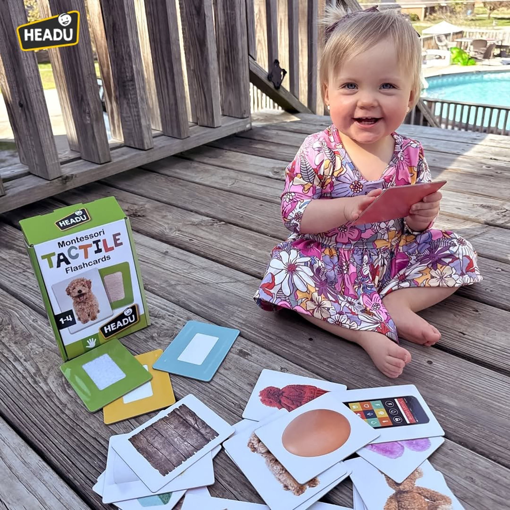 Headu: Montessori Flashcards - Tactile - Texture & Image Matching Game, Touch & Sight Development Activity, Educational Sensory Play Toy, Toddlers 1-4