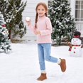 thumbnail image 7 of Resicozy Girls Long Sleeve Shirts Ribbed Tops Lettuce Trim T-Shirts, Crew Neck Basic Tees, Cute Teens Stretch Blouses, for Kids 2-12 Years Pink 130, 7 of 7