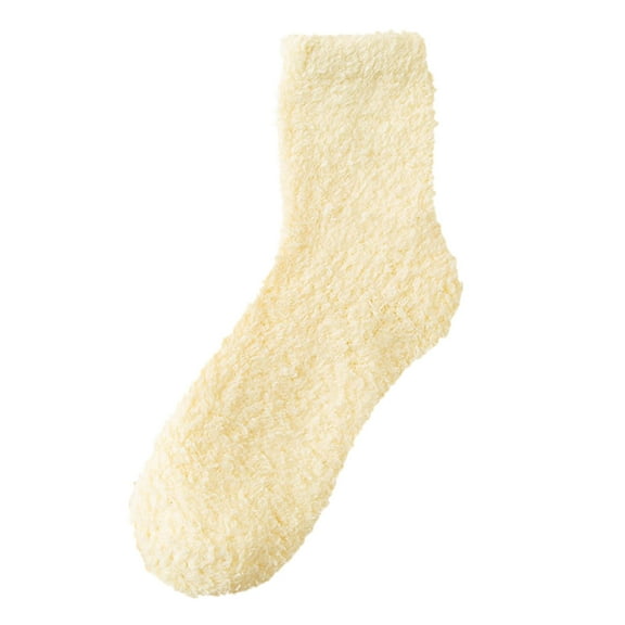 HNMKIU Women's Thermal Athletic Casual Socks with Lightweight Coral Winter Wear White,One Size