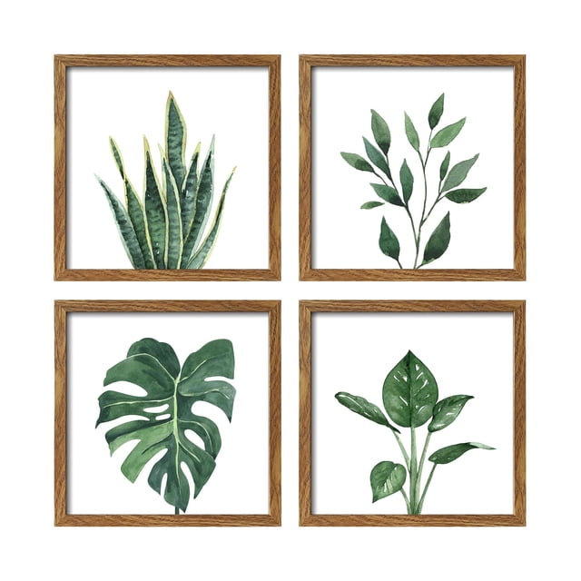 Arte decorativo de pared de Hannah, marco botánico enmarcado de nogal de 20 x 20 cm