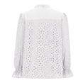 thumbnail image 4 of Timegard Womens Tops V Neck Button Hollow out Blouse Casual Ruffle Long Sleeve Shirts Tops Solid Color, 4 of 5