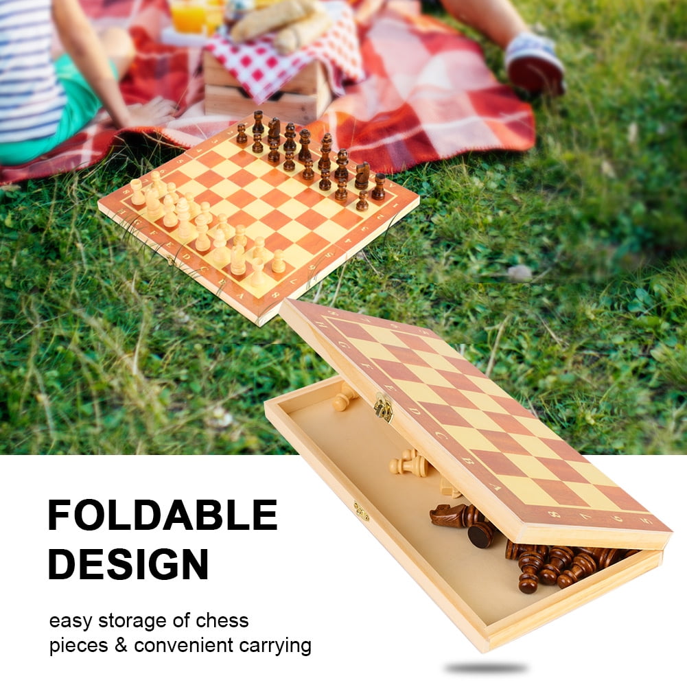 LHCER Portable Wooden Chessboard Folding Board Chess Game for Party