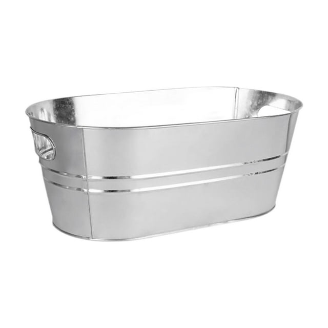 Siruishop Galvanized Oval Beverage Tub Ice Bucket for Cooling Chilling Restaurant
