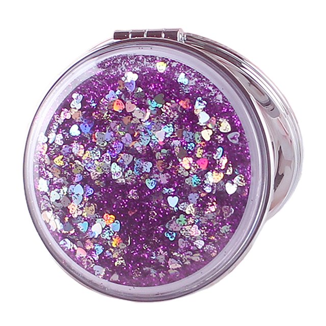 Visland Makeup Mirror Foldable Portable Shiny Quicksand Double-sided Washable Make Up Clear Cosmetic Mirror Beauty Tools