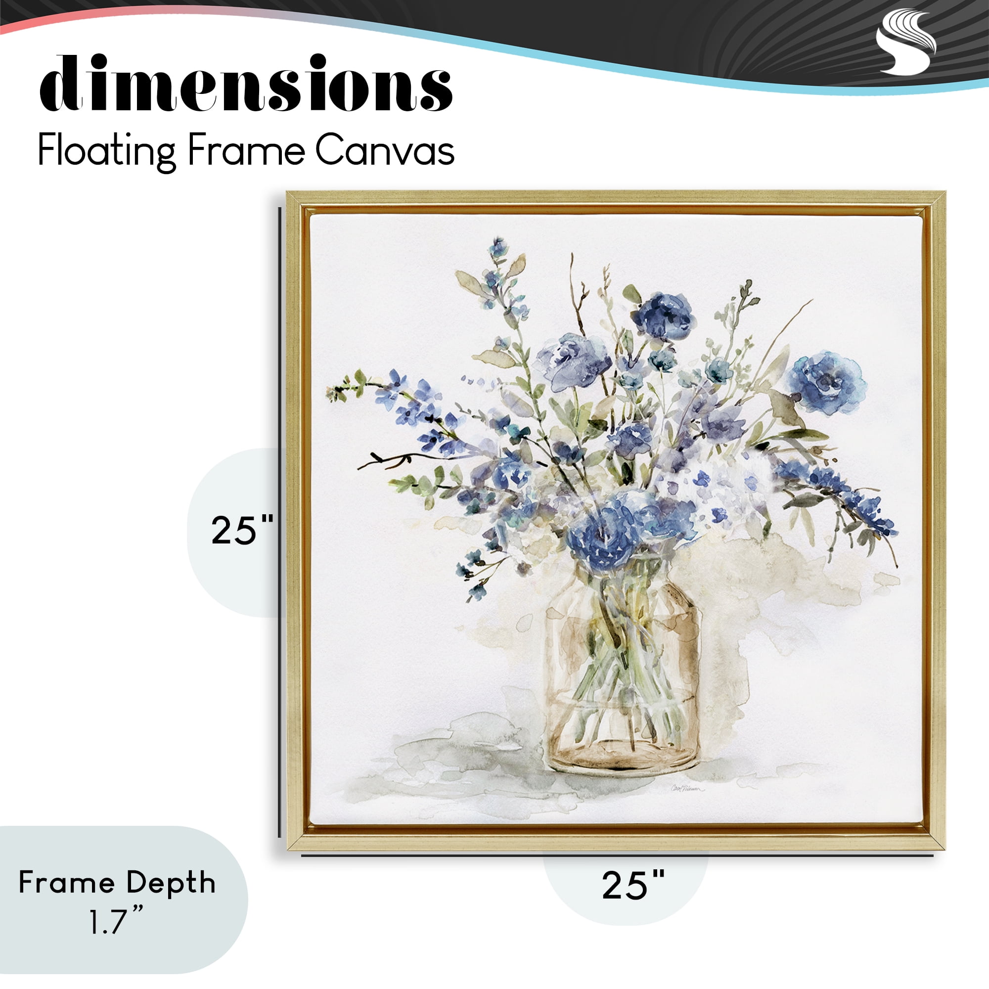 Stupell Industries Spring Floral Dollops Gold Framed Floater Canvas Wall Art, design by Carol Robinson
