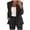 Black, variant on Fesfesfes Women's Plus Size Dressy Tops Casual Solid Color Lapel Petite Suit Long Sleeves Coat Cardigan Tops
