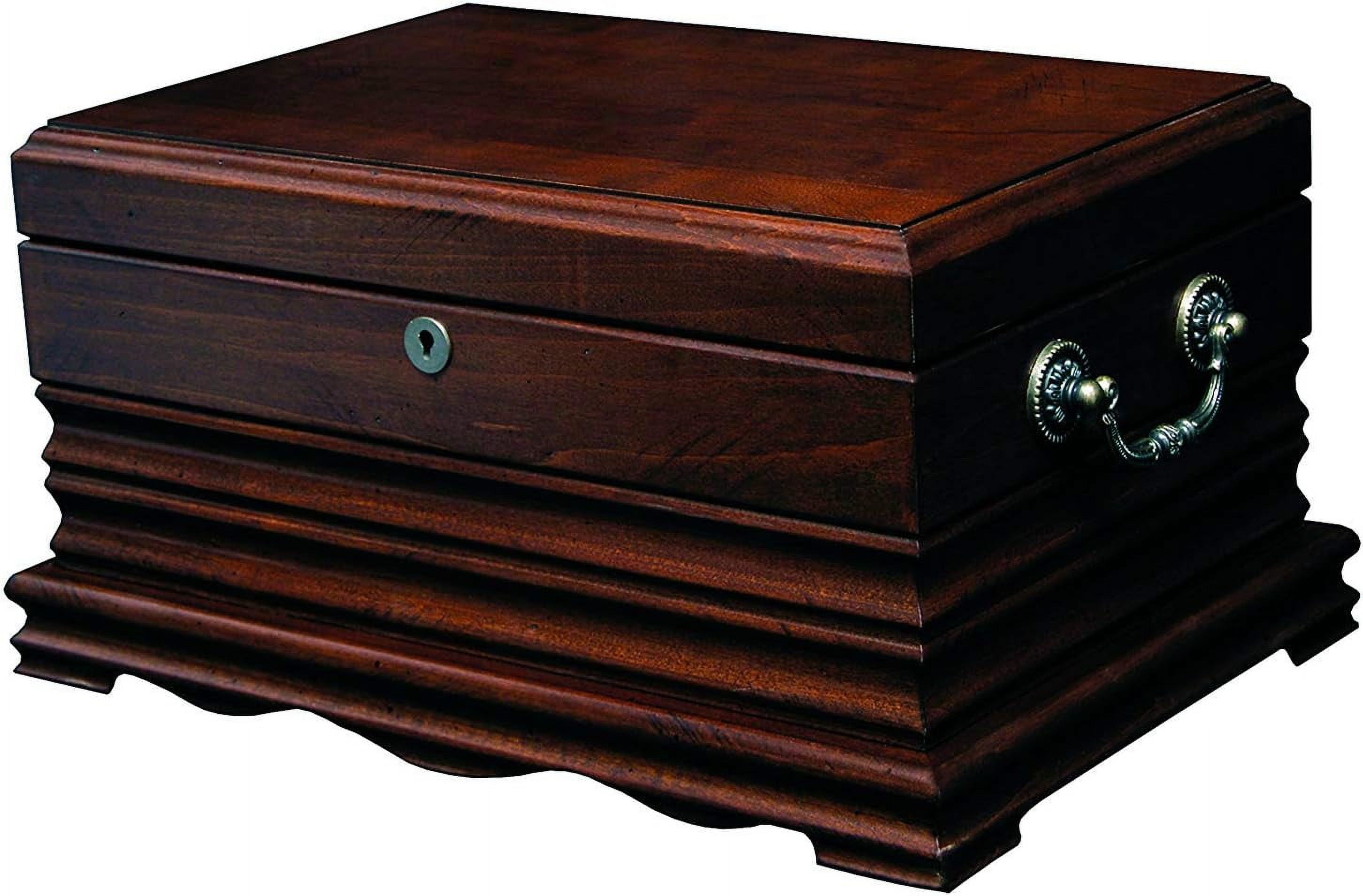 Humidor Supreme Large Tabletop Tradition Cigar Solid Wood Antique Cigar Humidor, Holds Up to 200 Cigars