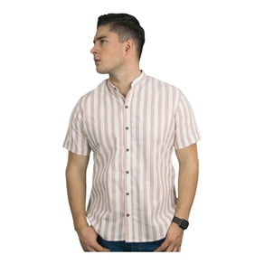 Camisa Manga Corta Slim Fit Cuello Mao De Rayas Chili Beans Aqua Ropa de hombre T ECH