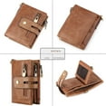 thumbnail image 3 of Youkk Men Wallet Coin Holder Hasp Short Card Pocket Small Mini Fashionable Portomonee Double Zipper Design Cowhide for Cards Brown, 3 of 6