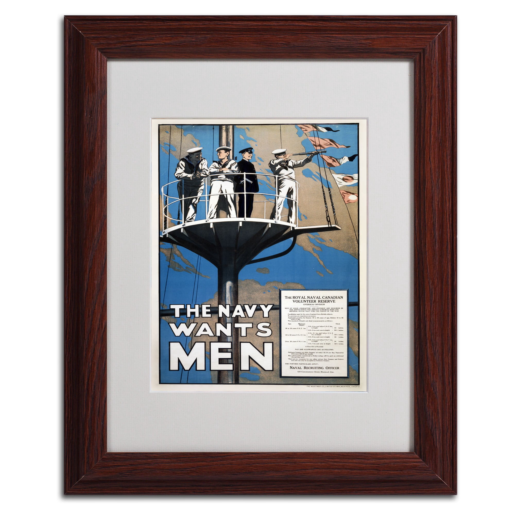 Trademark Fine Art "Recruitment Poster for the Canadian Navy" Canvas Art, Wood Frame