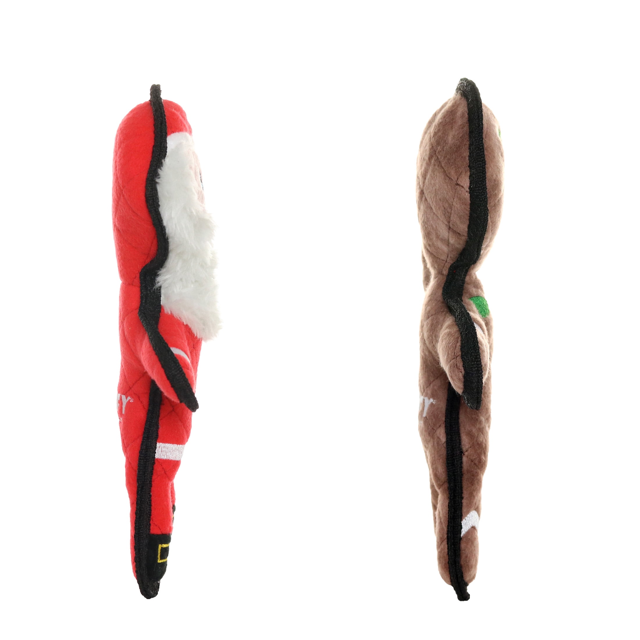 TUFFY Jr Holiday Gingerbread Man and Santa Durable Plush Squeaky Dog Toy, 2-Pack