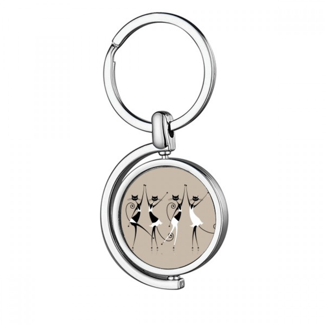 Celebrar la fiesta saludos el gato Rotating keychain Metal Keyring Holder