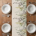 thumbnail image 4 of Table Runner 72 Inches Long for Kitchen Dining, Eucalyptus Leaves Dresser Scarf Farmhouse, Dining Table Decorations for Wedding/Parties, Green Summer Botanical Rustic 13 x 72 In, 4 of 8