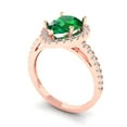 thumbnail image 2 of 2.38 ctw with Simulated Diamond Halo Accents Anniversary Ring for Women | Pear Cut Simulated Emerald | Hyperallergenic Solid 14K Rose Gold, 2 of 5