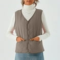 thumbnail image 4 of Women's Double-sided Cotton Padded Sleeveless Vest Jacket, Stand Collar, Khaki, Size XXL, 4 of 4