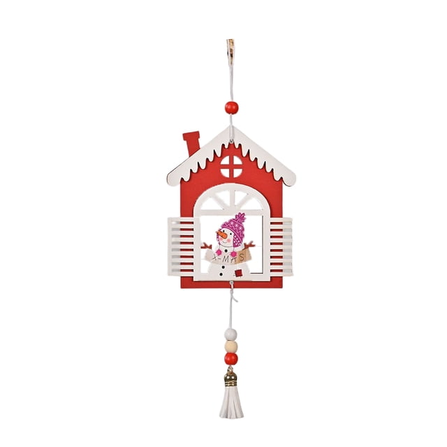 Borla colgante de Navidad, decoración navideña, accesorios para festivales, artesanía de madera, accesorio DIY, decoraciones para el hogar, Kits de decoración para fiestas Muñeco de nieve Naiovety HA070250-02B