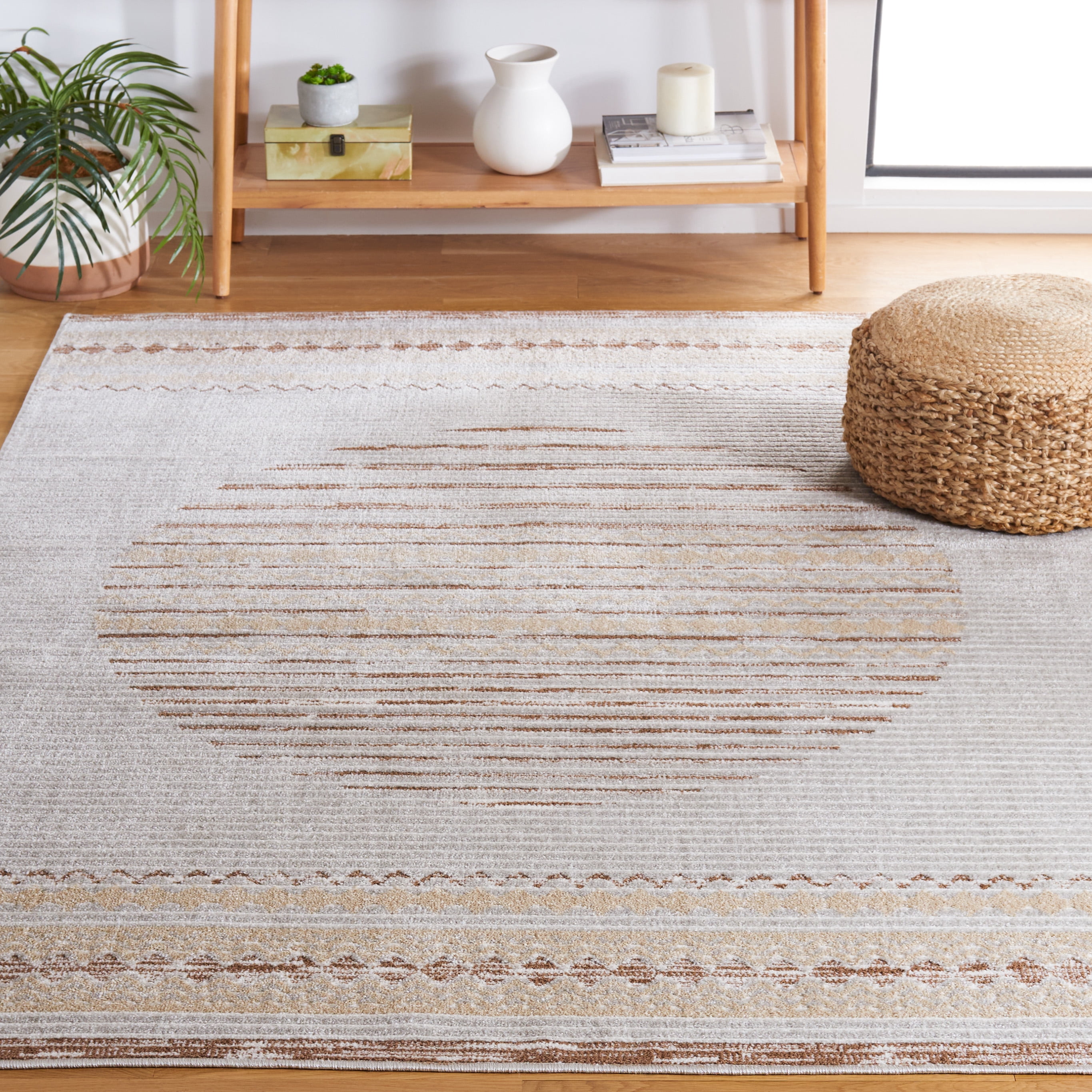 SAFAVIEH Alamo Warner Geometric Area Rug, Ivory/Brown, 4' x 6'