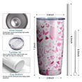 thumbnail image 6 of 20oz Tumblers Pink Breast Cancer Stainless Steel Vacuum Insulated Double Wall Travel Tumbler Cups Mug with Lid and Straw,Cleaning Brush for Cold & Hot Drinks, 6 of 7
