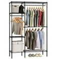 thumbnail image 2 of Tcbosik Freestanding Wardrobe Storage Rack, Metal Closet Organizer, Portable Clothes Hanger, Garment Rack Home Shelf, Clothing Rack for Clothes, Coats, Skirts, Shoes, Black, 2 of 11