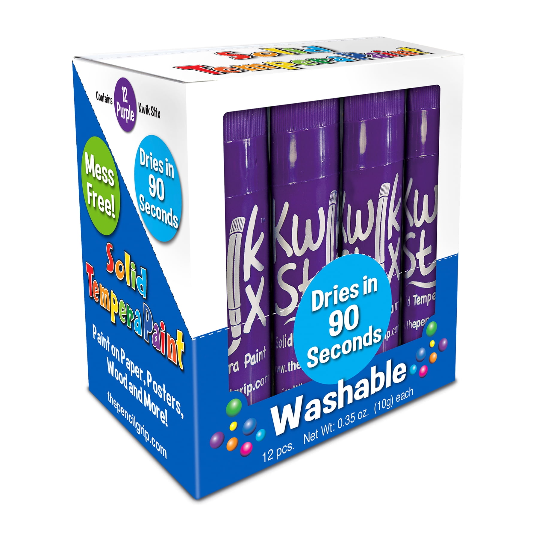 Kwik Stix Tempera Paint Sticks, Single Color Pack, Purple, 12 per Pack, 2 Packs